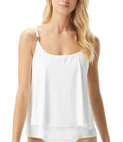 Michael Kors womens Iconic Solids Double Layer Tankini Top